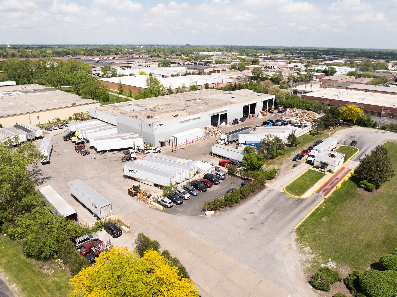 Aerial view of CRI facility with trailers